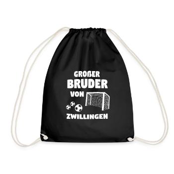 Große Bruder Von Zwillingen 2020 Fußball Geschenk - Turnbeutel - Schwarz - Vorne