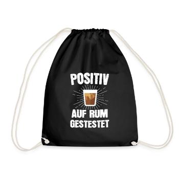 Rum Alkohol Trinken Schnaps Geschenk - Turnbeutel - Schwarz - Vorne