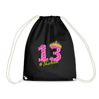 13th birthday crown teenager years gift - Drawstring Bag - black - Front