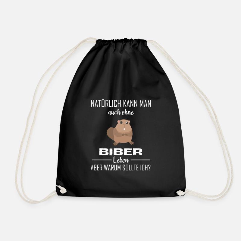 Biber Tier Tiere Geschenk - Turnbeutel - Schwarz