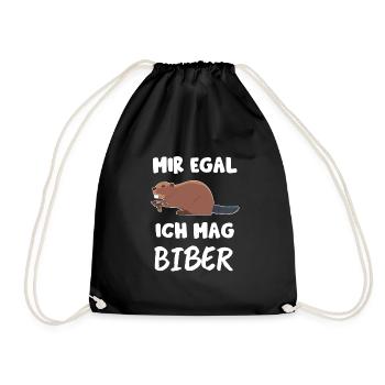 Biber Nagetier Tier Tiere Geschenk - Turnbeutel - Schwarz - Vorne