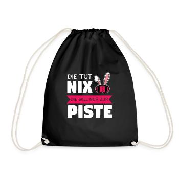 Skihase Piste Skihaserl Geschenk - Turnbeutel - Schwarz - Vorne