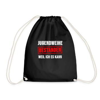 Jugendweihe 2020 Bestanden Weil Ich Es Kann - Turnbeutel - Schwarz - Vorne