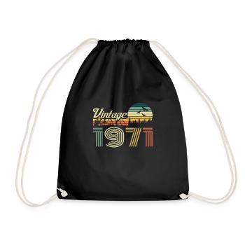 Vintage 1971Vintage 1971 Birthday Retro Vintage - Drawstring Bag - black - Front
