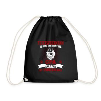 Feuerwehr Opa Feuerwehrmann Berufsfeuerwehr - Turnbeutel - Schwarz - Vorne