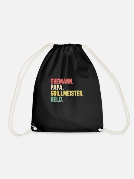 Grillen BBQ Grillmeister Papa Ehemann Geschenk - Turnbeutel - Schwarz