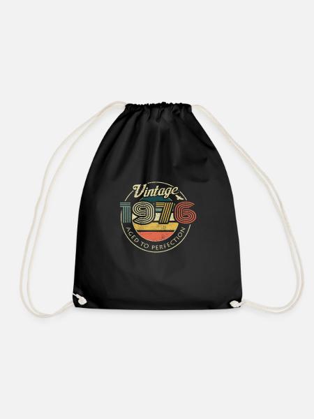 Vintage 1976 Geburtstag Retro Jahrgang Geschenk - Turnbeutel - Schwarz