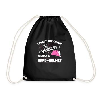 Construction site site manager excavator wife gift - Drawstring Bag - black - Front