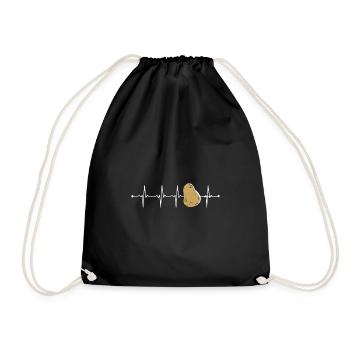 Potato mashed potatoes heartbeat pulse gift - Drawstring Bag - black - Front