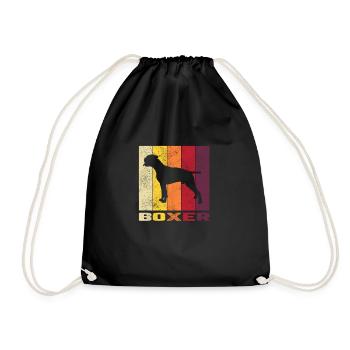 Boxer Hund Hunde Retro Hundesport Geschenk - Turnbeutel - Schwarz - Vorne