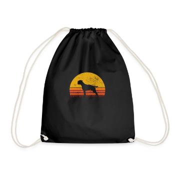 Boxer Sunset Retro Dog Owner Dog Love Gift - Drawstring Bag - black - Front