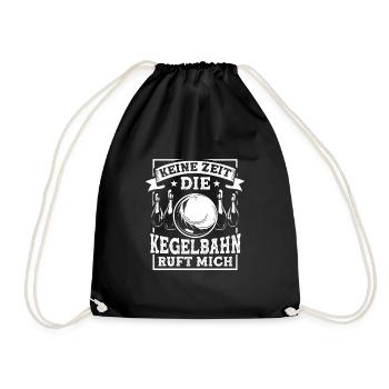 Kegeln Kegler Kegelkugel Geschenk - Turnbeutel - Schwarz - Vorne