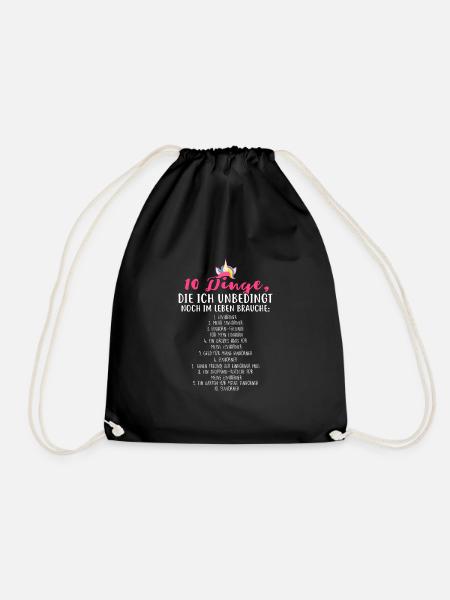Einhorn Einhörner Fabelwesen Geschenk - Turnbeutel - Schwarz