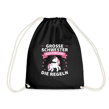 Große Schwester Ich mache Die Regeln Geschenk - Turnbeutel - Schwarz - Vorne