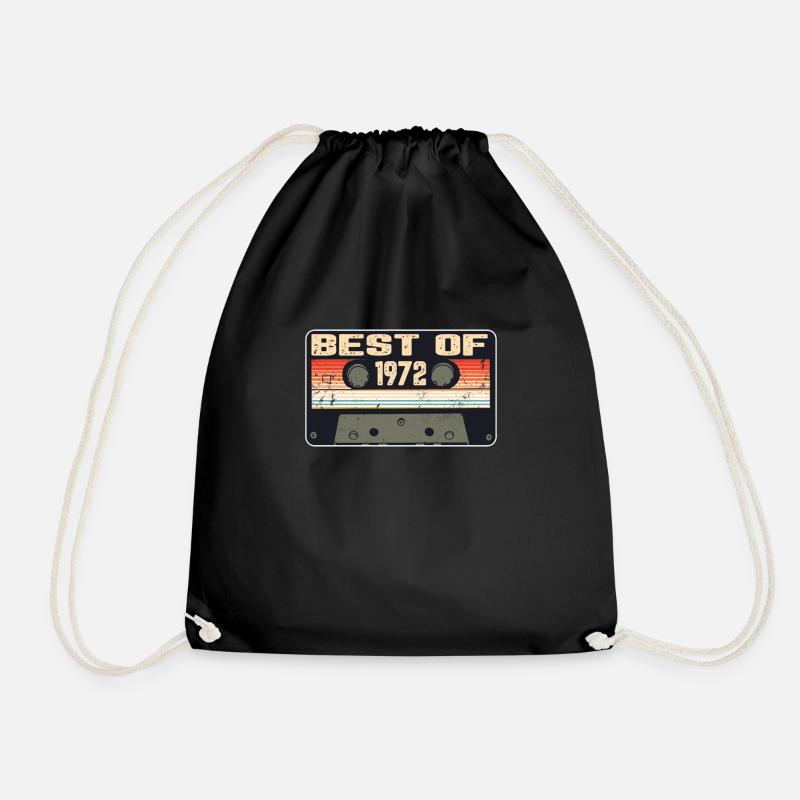 Vintage 1972 Cassette Retro Vintage Gift - Drawstring Bag - black