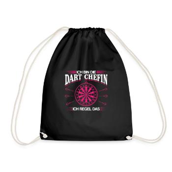 Dart Chefin Darts Darter Geschenk - Turnbeutel - Schwarz - Vorne