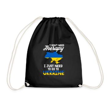 Ukraine Therapy Kiev Ukrainian Flag Gift - Drawstring Bag - black - Front