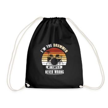 Cadeau de baguettes de batterie - Sac de sport léger - noir - Devant