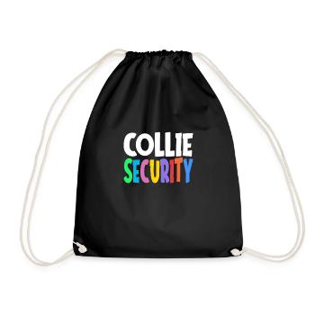 Border collie dog herding dog safety gift - Drawstring Bag - black - Front