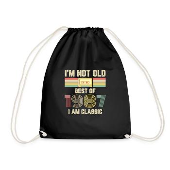 Vintage 1987 Anniversaire Retro Cassette Cadeau - Sac de sport léger - noir - Devant