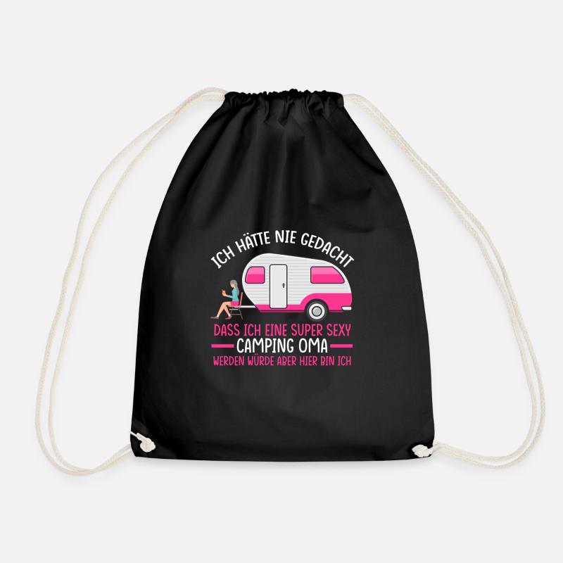 Camping Oma Wohnmobil Camper Geschenk - Turnbeutel - Schwarz