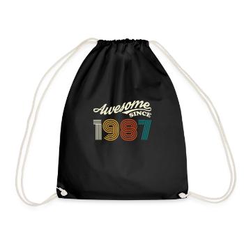 Vintage 1987 87e anniversaire rétro Vintage cadeau - Sac de sport léger - noir - Devant