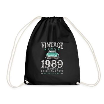 Vintage Oldtimer 1989 Retro Auto Jahrgang Geschenk - Turnbeutel - Schwarz - Vorne