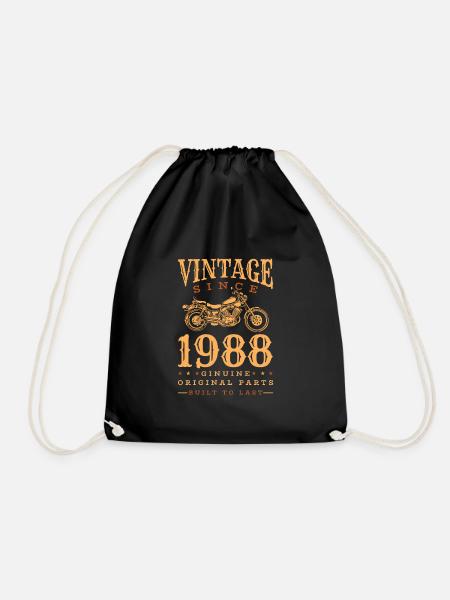 Vintage 1988 88 Geburtstag Retro Jahrgang Geschenk - Turnbeutel - Schwarz
