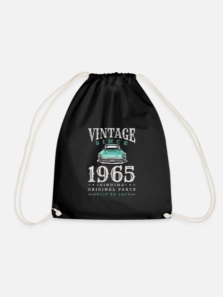 Vintage 1965 65 Geburtstag Retro Jahrgang Geschenk - Turnbeutel - Schwarz