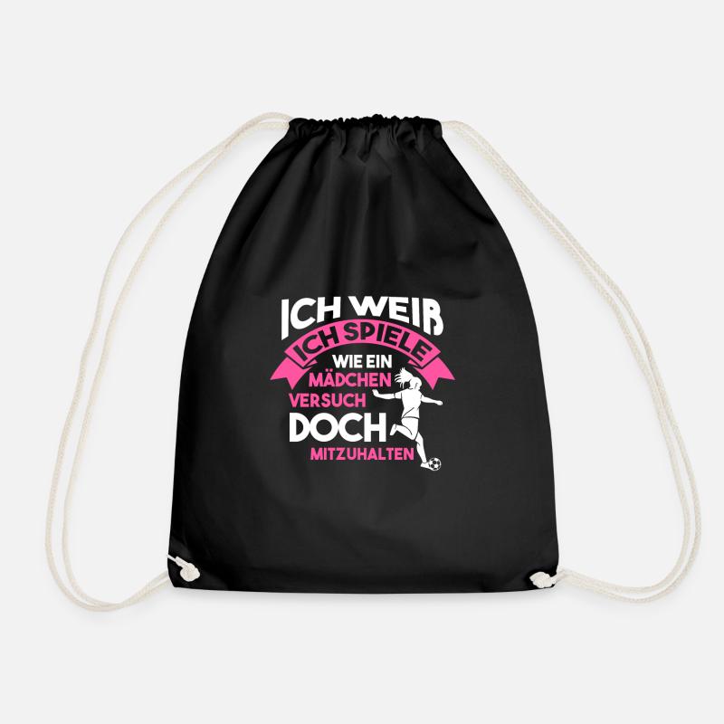Fußball Sport Mädchen Geschenk - Turnbeutel - Schwarz