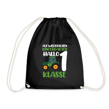 Schulkind Traktor Einschulung Geschenk - Turnbeutel - Schwarz - Vorne