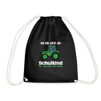 Einschulung Traktor Gaming Geschenk - Turnbeutel - Schwarz - Vorne