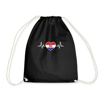 Kroatische Flagge Heartbeat Croatia Geschenk - Turnbeutel - Schwarz - Vorne