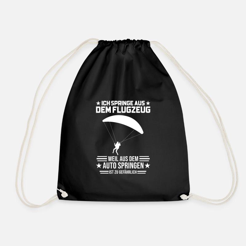 Fallschirm Paragleiter Fallschirmspringen Geschenk - Turnbeutel - Schwarz