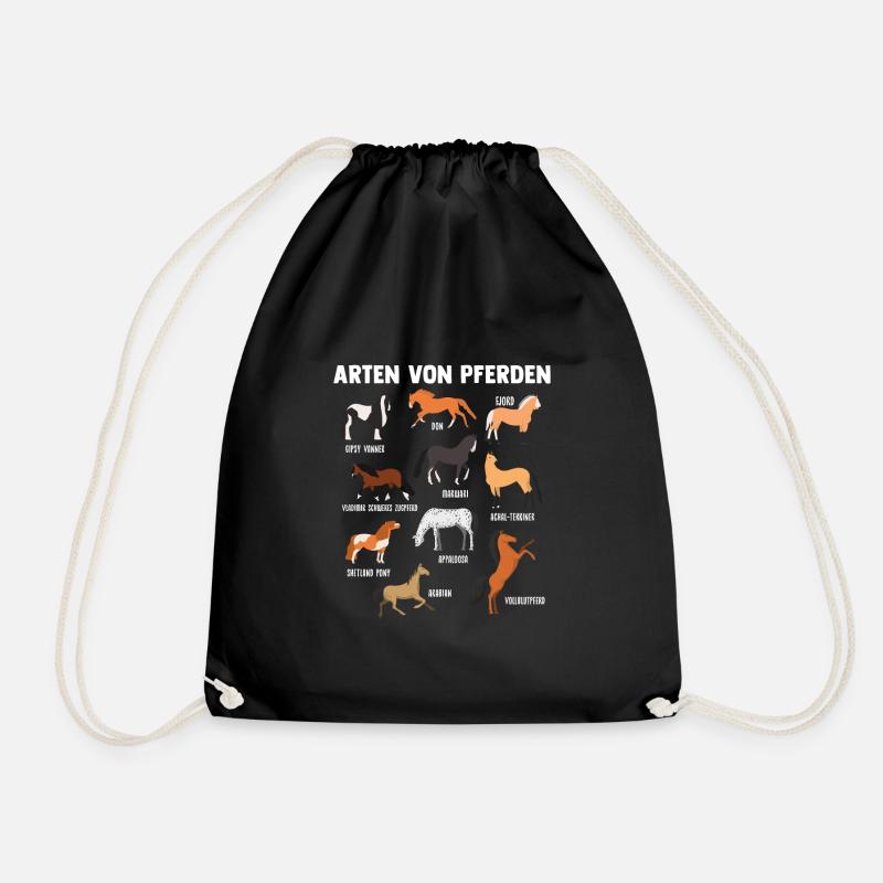 Pferd Pferde Pferderassen Geschenk - Turnbeutel - Schwarz
