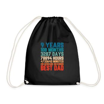 9 Jahre Bester Papa Vater Monate Spruch Geschenk - Turnbeutel - Schwarz - Vorne