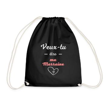 Veux tu être ma marraine ? Super idée cadeau - Sac de sport léger - noir - Devant