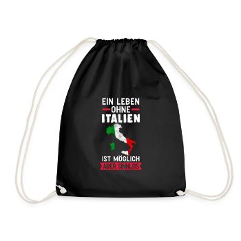 Italien Reisen Urlaub Geschenk - Turnbeutel - Schwarz - Vorne