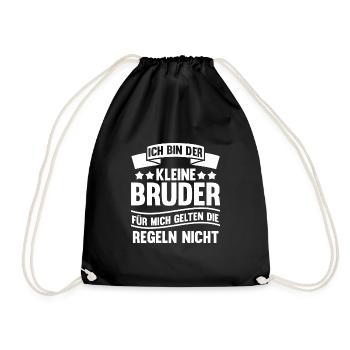 Kleiner Bruder Geschwister Bruder Geschenk - Turnbeutel - Schwarz - Vorne