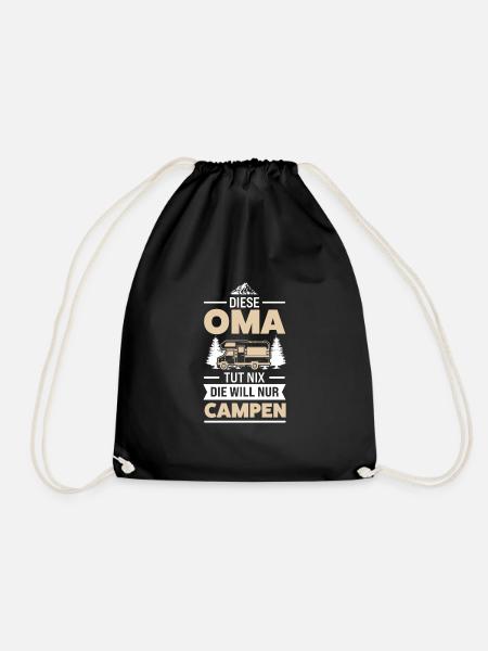Camping Oma Camper Geschenk - Turnbeutel - Schwarz