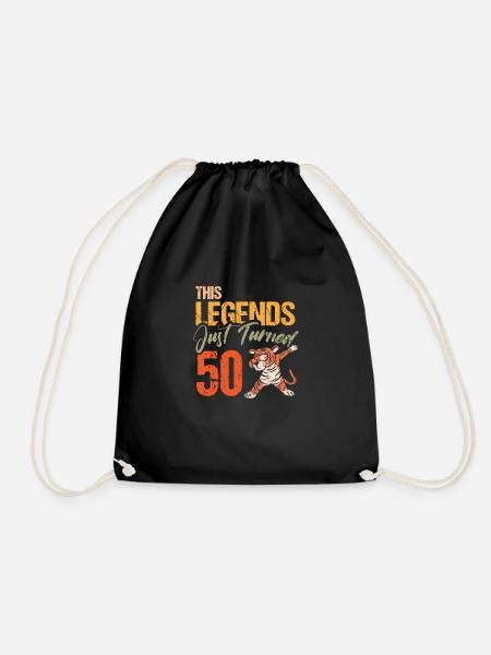 50. Geburtstag Tiger Katze Tiere Löwe Geschenk - Turnbeutel - Schwarz