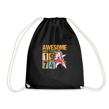 Anniversaire 1974 74 Licorne Dab Vintage Cadeau - Sac de sport léger - noir - Devant