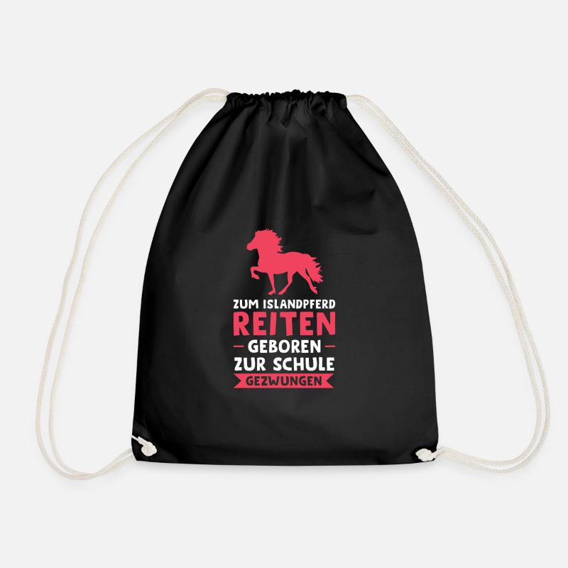 Reiten Pferde Isländer Geschenk - Turnbeutel - Schwarz