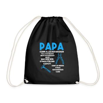 Papa Handwerker Reparieren Geschenk - Turnbeutel - Schwarz - Vorne