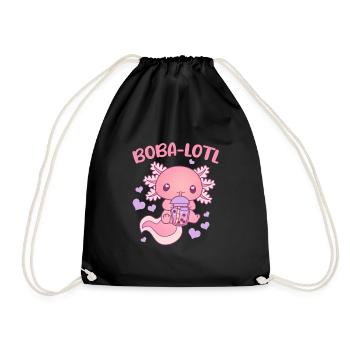 Bubble Tea Axolotl Boba-Lotl - Turnbeutel - Schwarz - Vorne