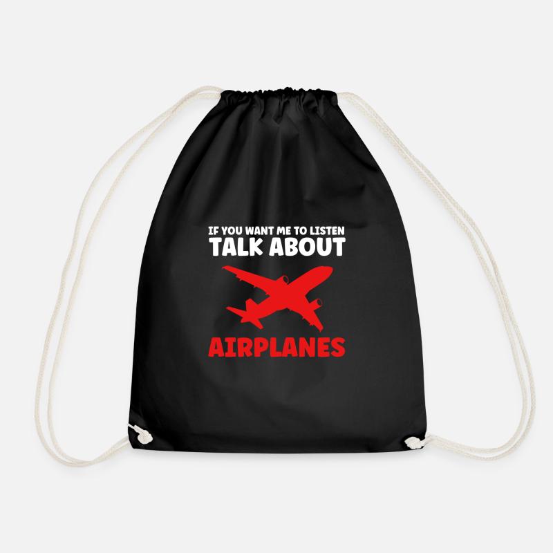 Airplane Airplane Pilot Gift - Drawstring Bag - black