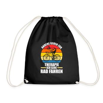 Fahrrad Rennrad Biker Geschenk - Turnbeutel - Schwarz - Vorne