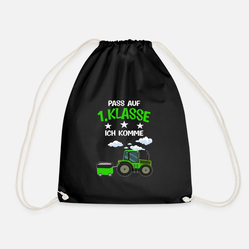 1.Klasse Traktor Schulstart Geschenk - Turnbeutel - Schwarz