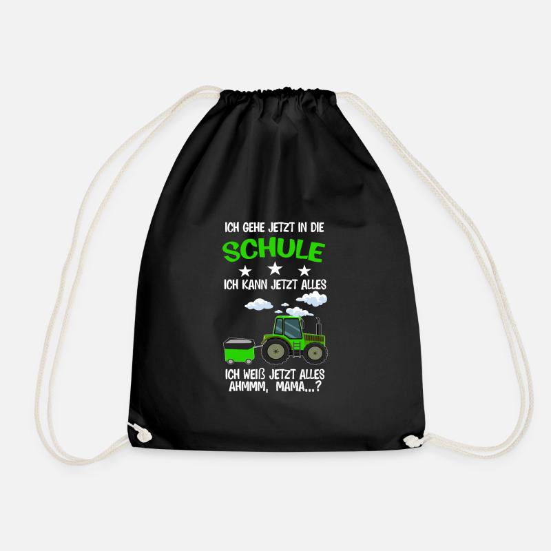 Schulkind Traktor Einschulung Geschenk - Turnbeutel - Schwarz