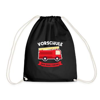 Vorschule Feuerwehr Vorschulkind Geschenk - Turnbeutel - Schwarz - Vorne